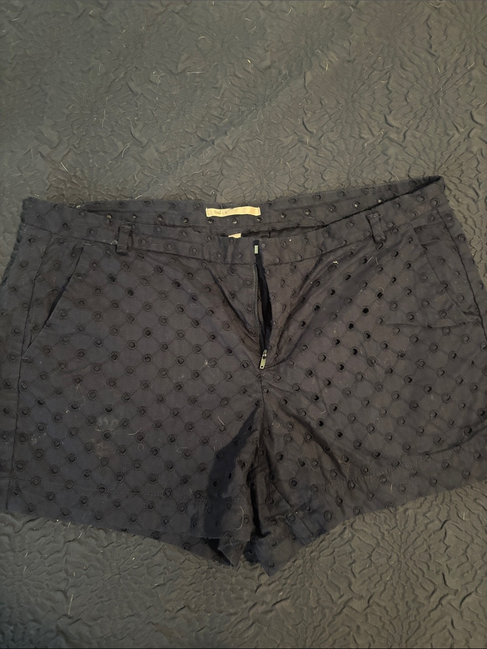 Women's Navy Eyelet Shorts